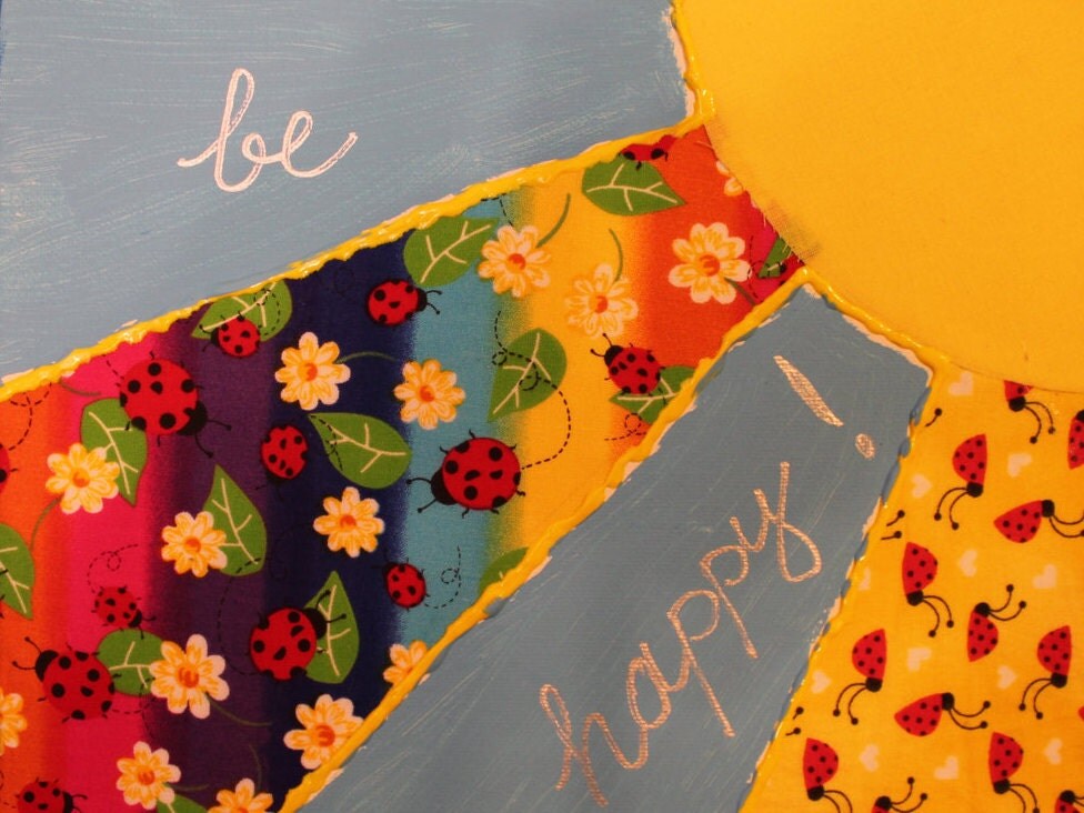 Original collage of fabrics on acrylic painting by littleslivers