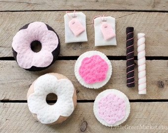 Pink Tea Set, Tea Party for Two, Tea Time, Alice in Wonderland, Tea Set, Felt Tea Set, Pretend Play Food, Toy Food, Play Food, Felt Food