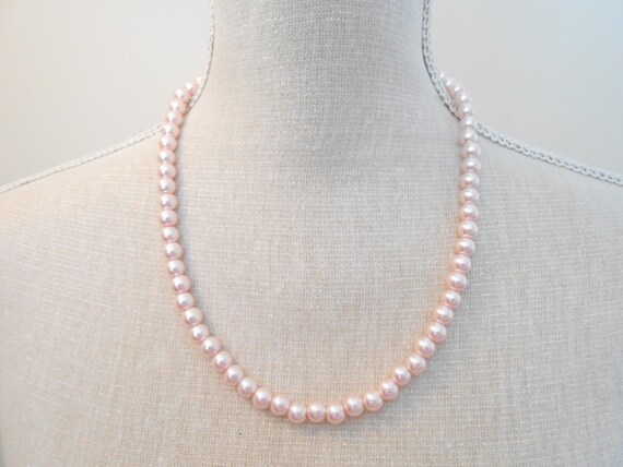 Pink pearl necklace glass pearl beads Cheap present