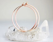 rose gold hoop earrings, 14k pink gold filled, medium gold hoops