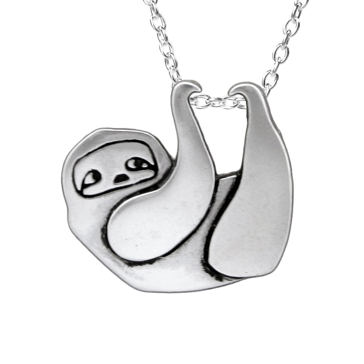 Sterling Sloth Necklace Silver Sloth Pendant