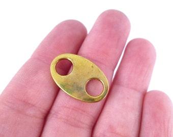 10 gold plated oval connector charms, lead and nickel free, 22x14mm, A111