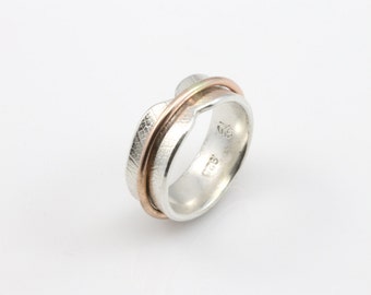 Narrow Bodhi Leaf Spinner Ring, sterling silver ring, silver ring, sterling silver, meditation ring, fidget ring, spinning ring, narrow band