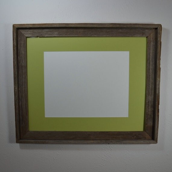 16 x 20 natural gray frame with light green mat and by barnwood4u