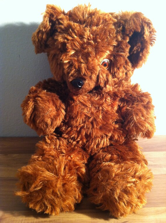 Vintage Gund Cinnamon Bear Long Hair Teddy Bear Christmas