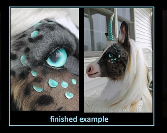 DIY realistic unicorn small horse donkey equine resin mask for animal costumes, fursuits, or mascot costumes