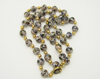 Long Cloisonne Bead Necklace Thirties Vintage Jewelry N6525