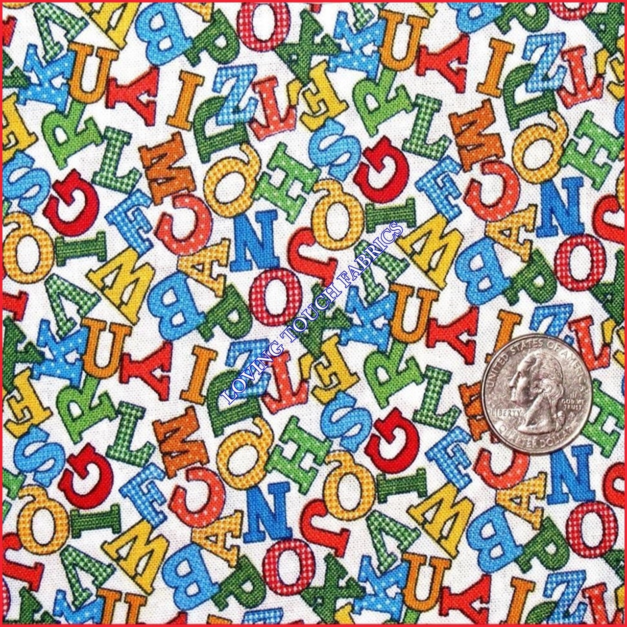 Fabri Quilt "ABC's" Tossed Alphabet Letters School Teacher Cotton