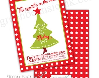 CHRISTMAS Baby Gender Reveal Party Invitation - Printing Available