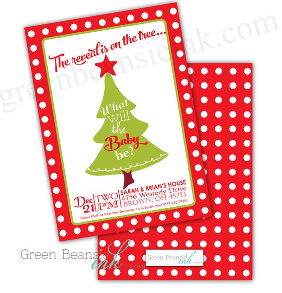 CHRISTMAS Baby Gender Reveal Party Invitation - Printing Available Il_570xn