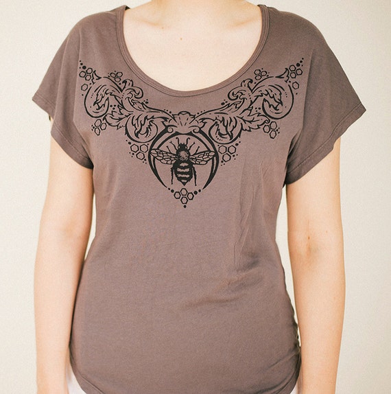 Honey and Lace fluttery dolman shirt  S,M, & L insect bee top bohemian flowy jersey gypsy fashion