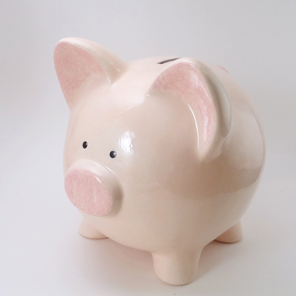 Blush Pink Personalized Piggy Bank with hole or NO hole in