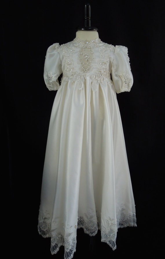 Ivory Beaded Christening Gown made using Upcycled