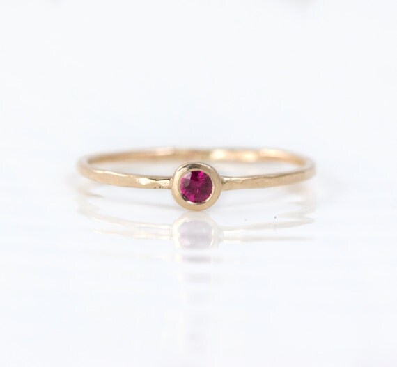 Ruby Ring in 14k Gold Red Ruby Thin Gold by MelanieCaseyJewelry