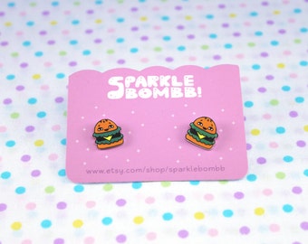 Cute Burger Earring, Burger Stud, Burger gift, Burger Accessories, Burger Jewelry, Kawaii Burger Earrings