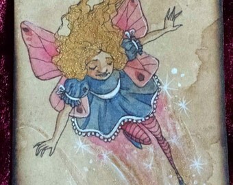 Items similar to Original Artwork: Steampunk Fairy (Watercolor, Black ...