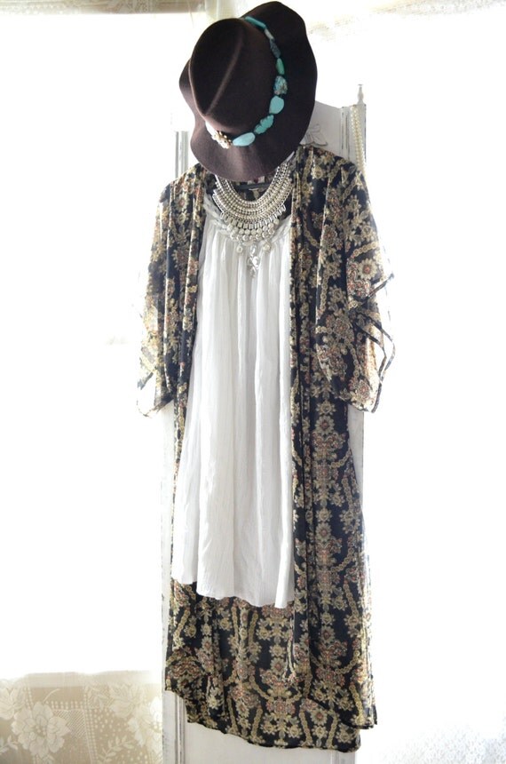 Items similar to Funky Artsy Vintage gauze dress, white bohemian beach