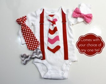 Baby or Toddler Valentine's Day Shirt. Chevron Polka Dot. Bow Tie and Suspenders. Baby Boy Outfit. Newborn boy valentine. first valentines.
