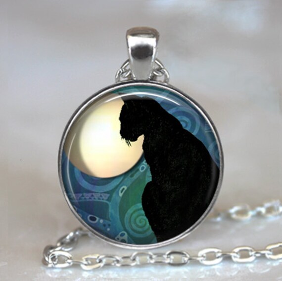 Black Cat Moon pendant black cat jewelry resin pendant cat