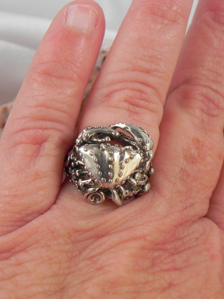 Sterling Silver Crab Ring by hollywoodrings on Etsy