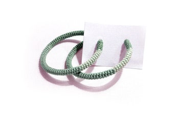 Mint Green Crochet Tube Hoop Earrings