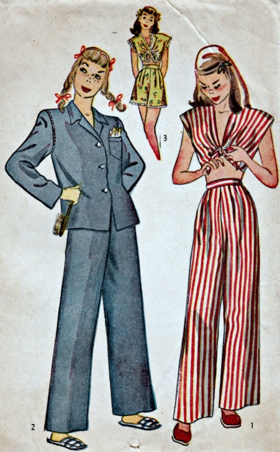 1940s Pajamas Pattern SIMPLICITY 1520 1945 Teen Pajamas