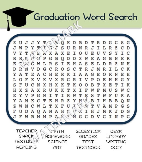 Items similar to Graduation Word Search Printable Game on Etsy