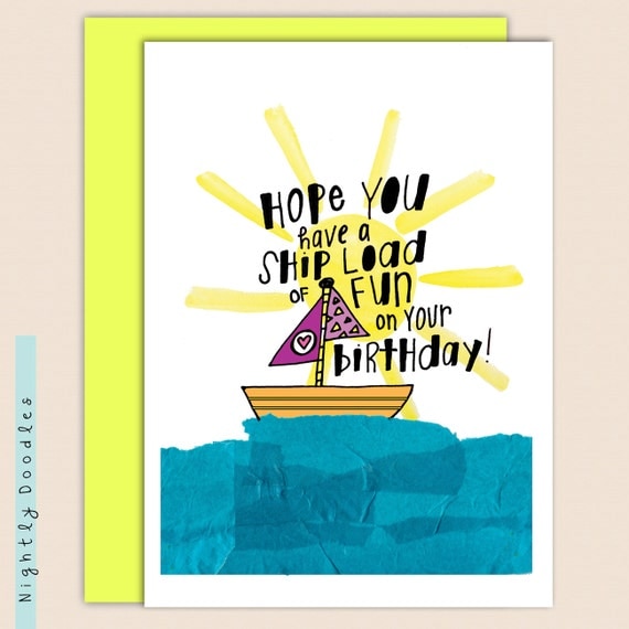 Items similar to Punny Birthday Card, Funny boat birthday greeting card ...