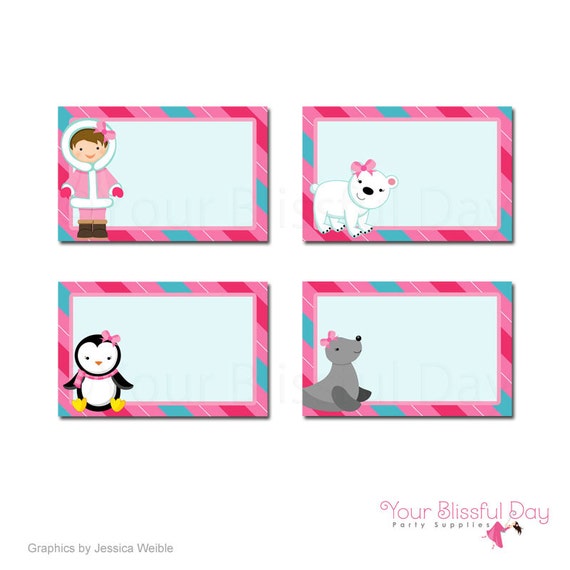 PRINTABLE Arctic Girl Party Label Tents (Character of your choice) Il_570xn