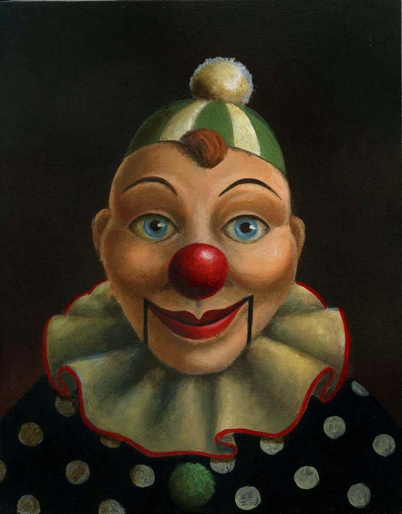 Clown Print Ventriloquist Dummy Portrait Clown Puppet