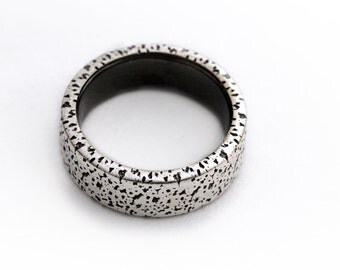 Unique Wedding Band -Promise ring-Sterling silver wedding band ring--Men's Wedding Band-Textured band -Organic ring-personalized ring