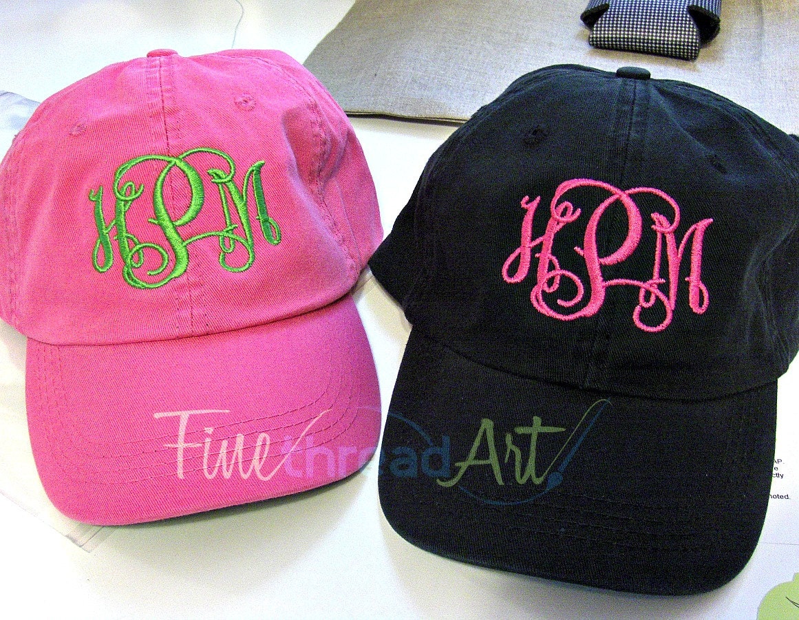 LADIES Monogram Baseball Cap Hat FABRIC strap Mom Bridesmaid