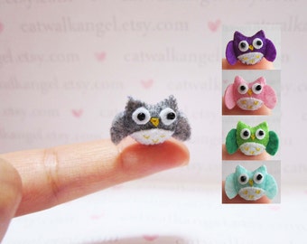 Felt Miniature - Felted Miniature owl - Felted owl - grey felted miniature owl - owl miniature - tiny owl - felted grey owl - tiny owl