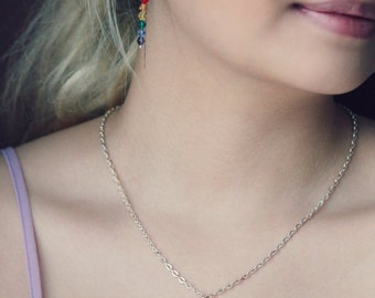 Rainbow necklace with crystals- gay pride necklace