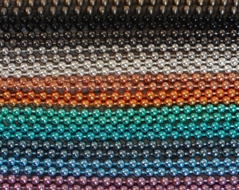 5 Finished Ball Chains with Closures - 18" 1.8mm - You Choose Color Gold Antique Silver Black Gunmetal Pink Purple Orange Green Teal Blue