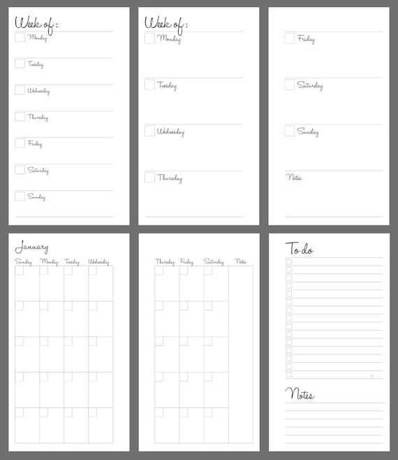 printable weekly planner undated personal size instant pdf