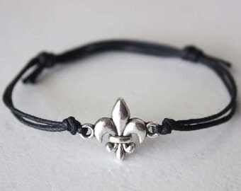 Fleur De Lis Bracelet or Anklet in Silver, New Orleans Jewelry, NOLA Jewelry, Louisiana, Paris, France Jewelry, BFF, Best Friend Gift