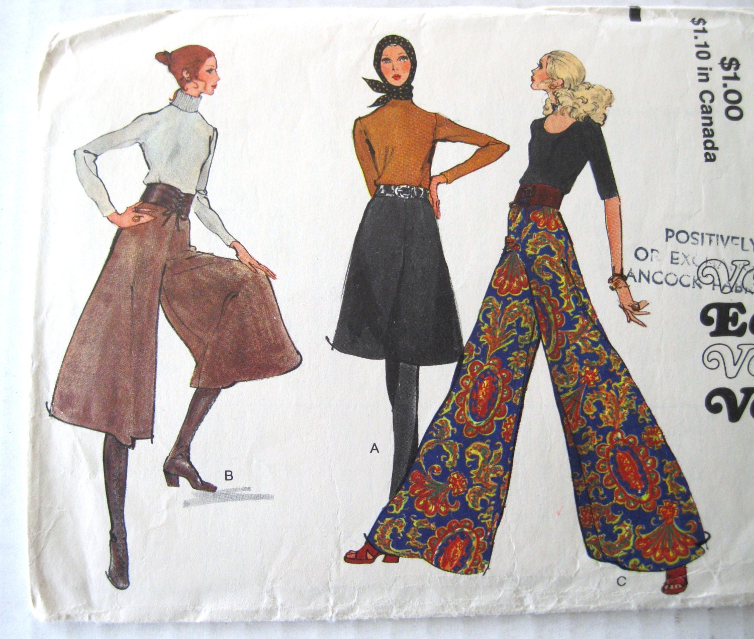 1970 Gaucho Pants & Cummerbund Pattern Vogue 7909 Womens