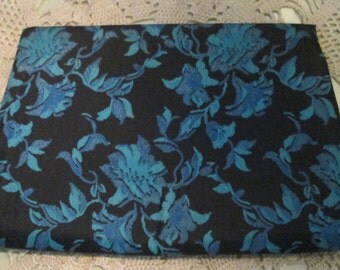Vintage Satin Clutch / Turquoise Black Purse / 1960s Harry Levine Envelope Purse