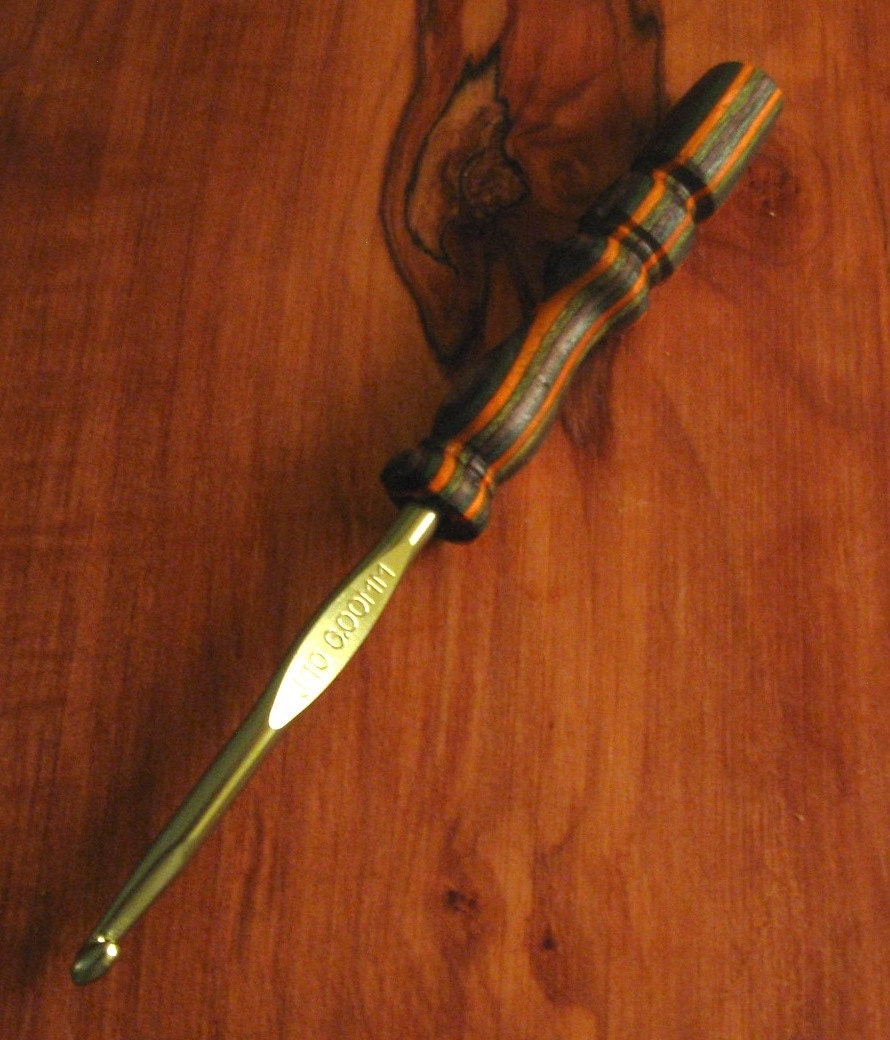 Crochet Hook with Handturned Wood Handle Size J/10 6 mm