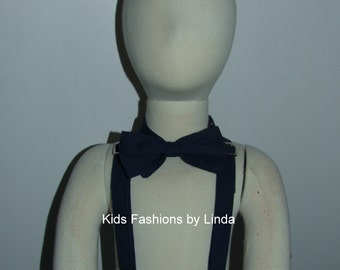 Adjustable Navy Boy Suspenders and Bow Tie