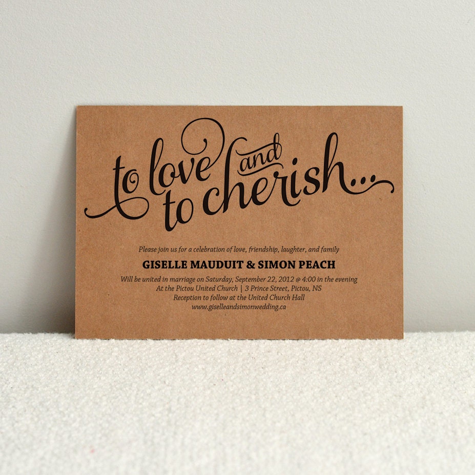 Romantic Script / DIY Kraft Paper Wedding Invitation / DIY
