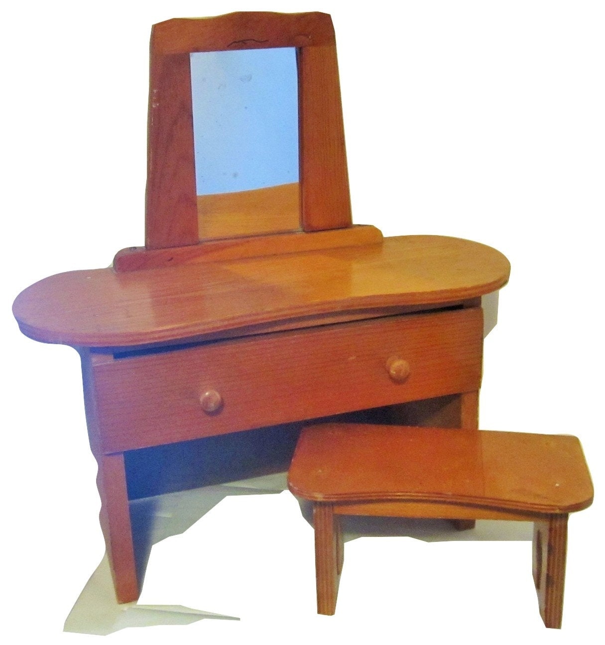 Vintage Toy Doll Wood Vanity Dresser With Stool Haute Juice