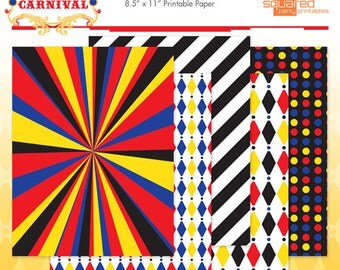 Cirque du Bebe Printable Papers Circus Baby Shower Patterned Paper - DIY Print - Do-It-Yourself - Instant Download