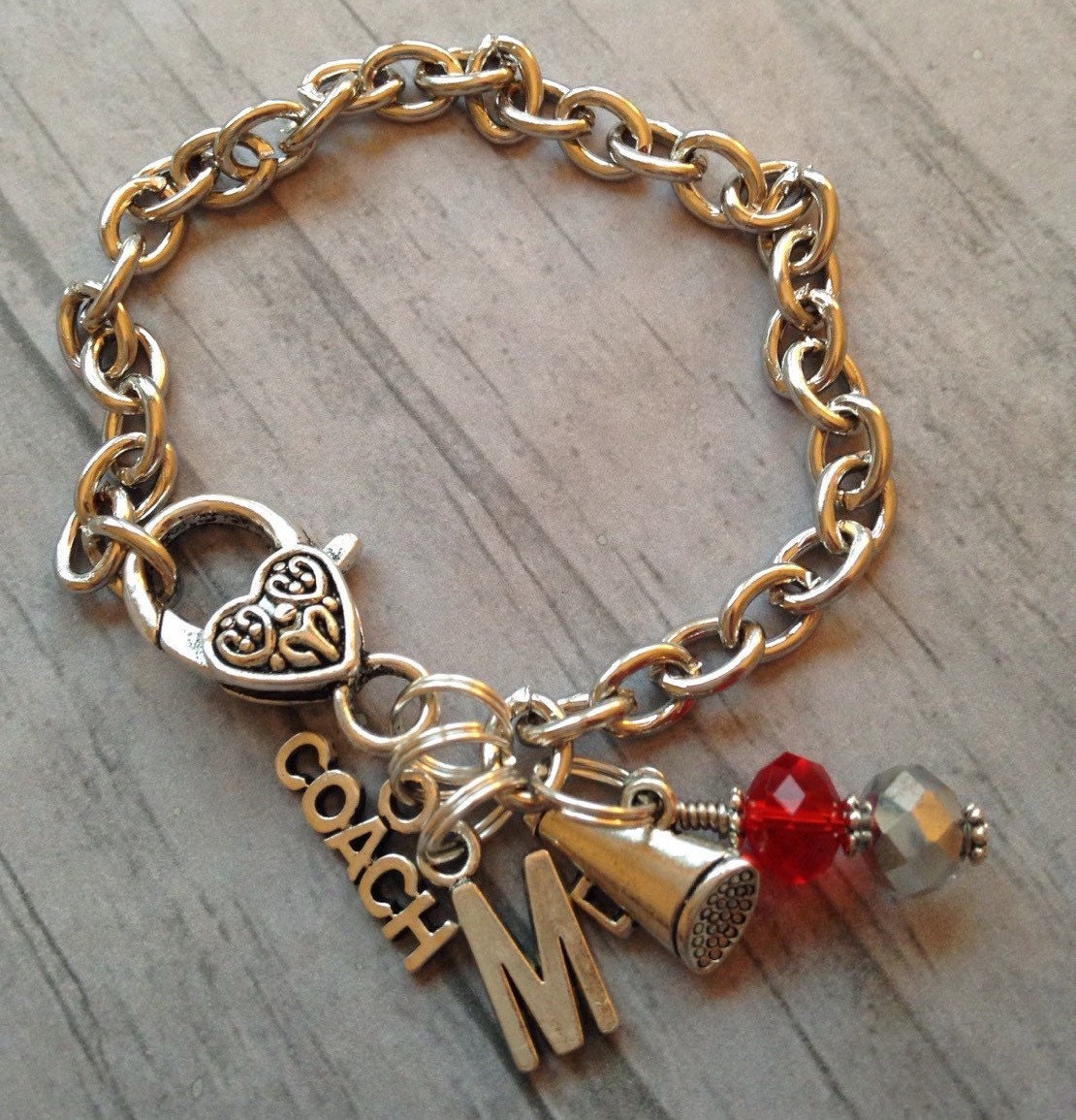 Coach Gift  Cheer Jewelry  Cheerleading Bracelet  Charm