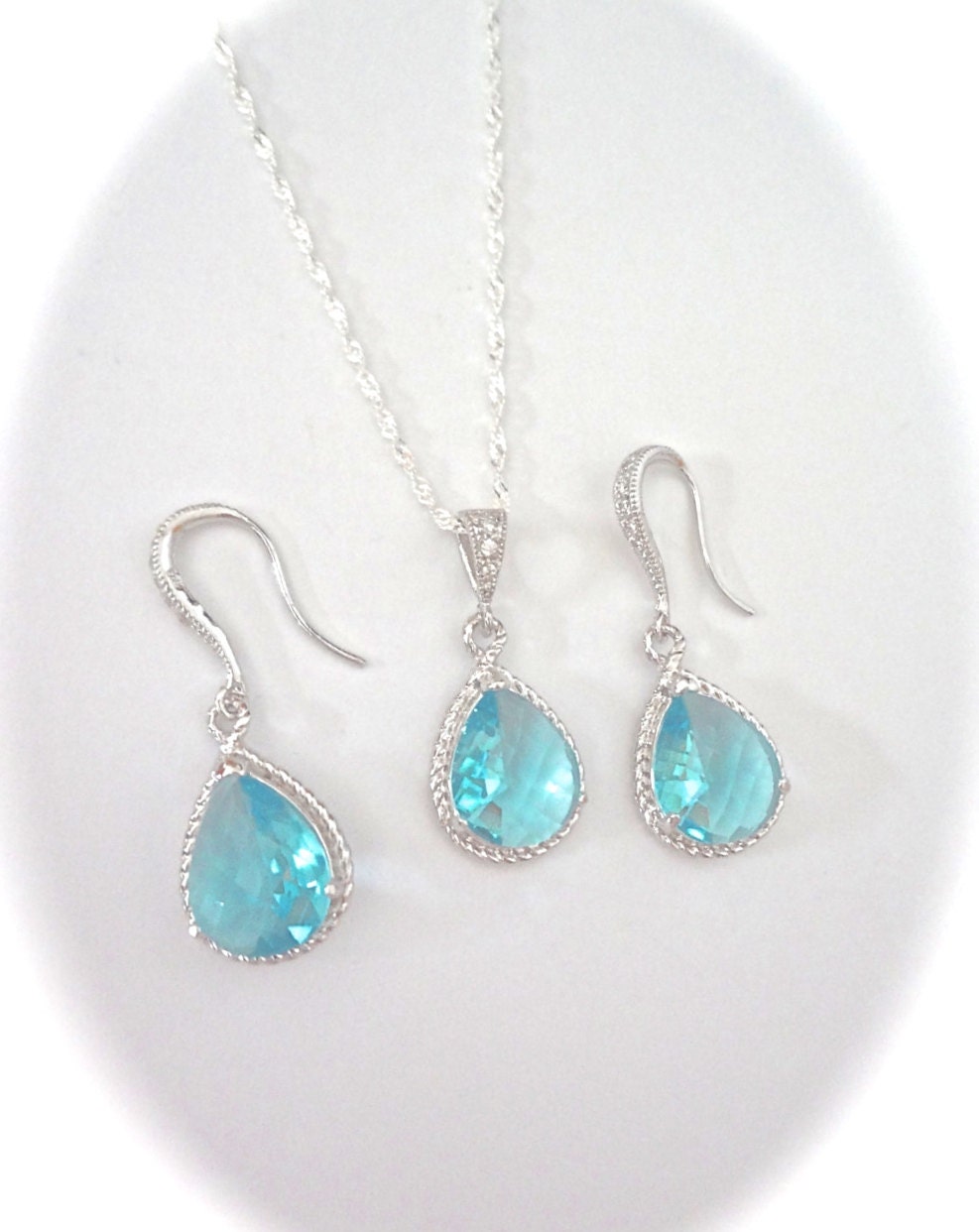 Aquamarine Necklace And Earring Set By Queenmejewelryllc On Etsy