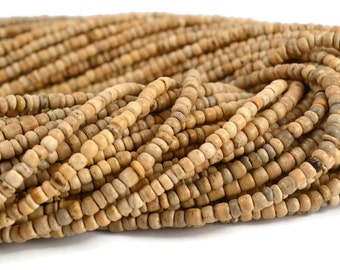 Coco Wood Large Seed Beads - 2mm x 3mm - Natural Color - 300 Beads