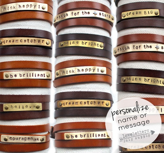 personalized bracelet leather wrap bracelet hand by julysupply