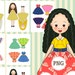 Paper doll clipart Wavy Hair doll Cut out Doll Printable