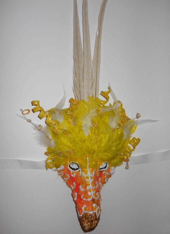 Yellow Feather Bird Mask by Anthony Saldivar - Handmade - One of a ... Yellow Feather Bird Mask by Anthony Saldivar - Handmade - One of a ...